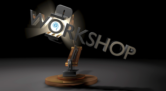 the word "Workshops" flowing out of a desk top lamp